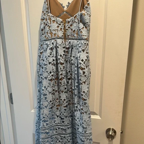 Self-Portrait Blue Sleeveless Sundress Midi - Picture 3 of 5